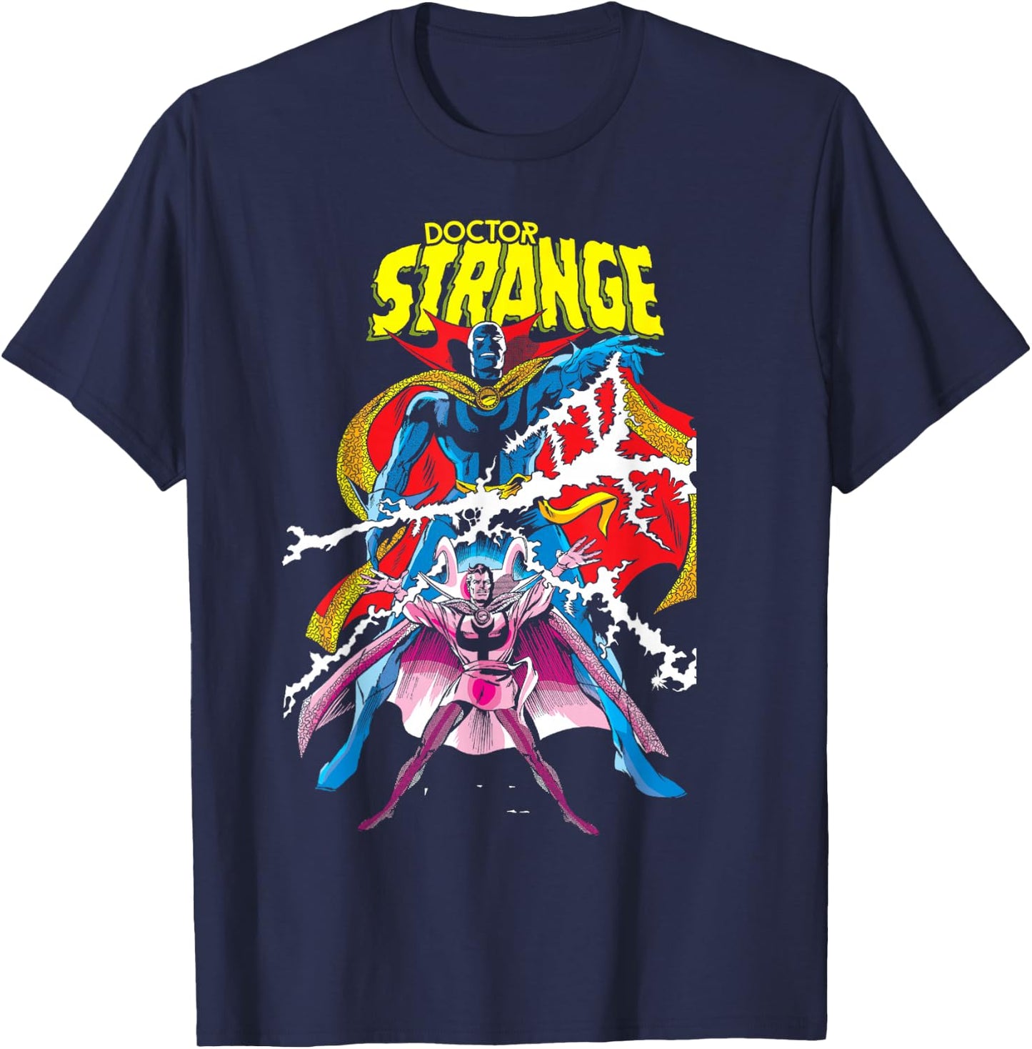 Marvel Doctor Strange Magic Lightning Comic Graphic T-Shirt - T-Shirt | Navy