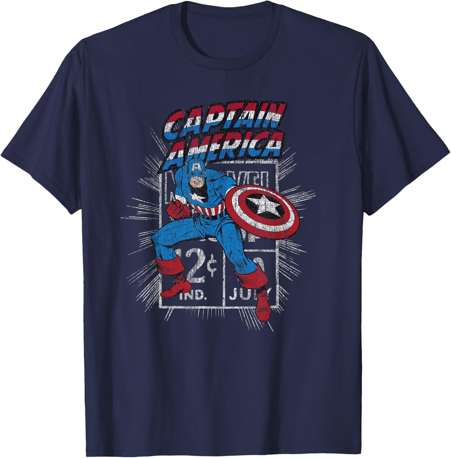 Marvel Avengers Captain America Comic Vintage Sketch T-Shirt - T-Shirt | Navy
