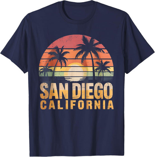 San Diego California Summer Vacation Vintage Retro T-Shirt - T-Shirt | Navy