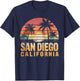 San Diego California Summer Vacation Vintage Retro T-Shirt - T-Shirt | Navy