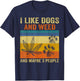 Vintage I Like Dogs And Weed And Maybe 3 People T-Shirt - T-Shirt | Navy