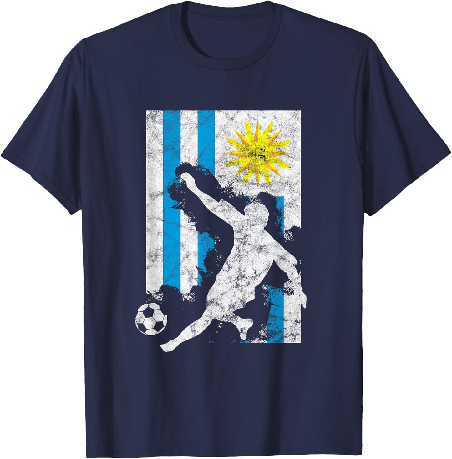 Uruguay Flag Soccer Player Team T-Shirt - T-Shirt | Navy