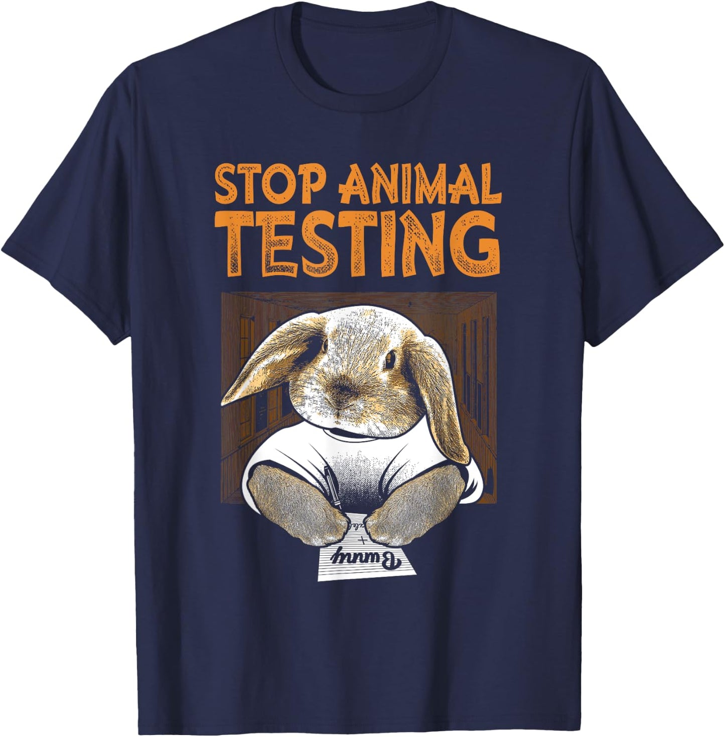 Bunny Shirt Stop Animal Testing T-Shirt - T-Shirt | Navy