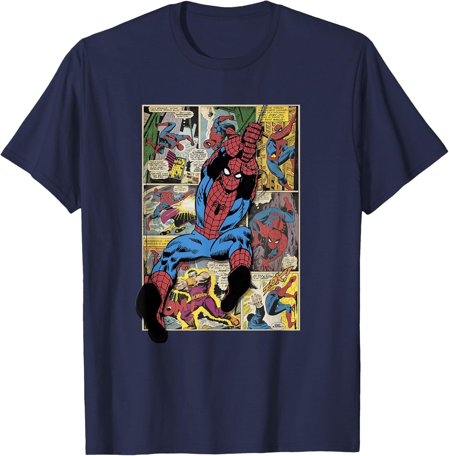 Marvel Retro Classic Spider-Man Vintage Night Crawler Comic T-Shirt - T-Shirt | Navy