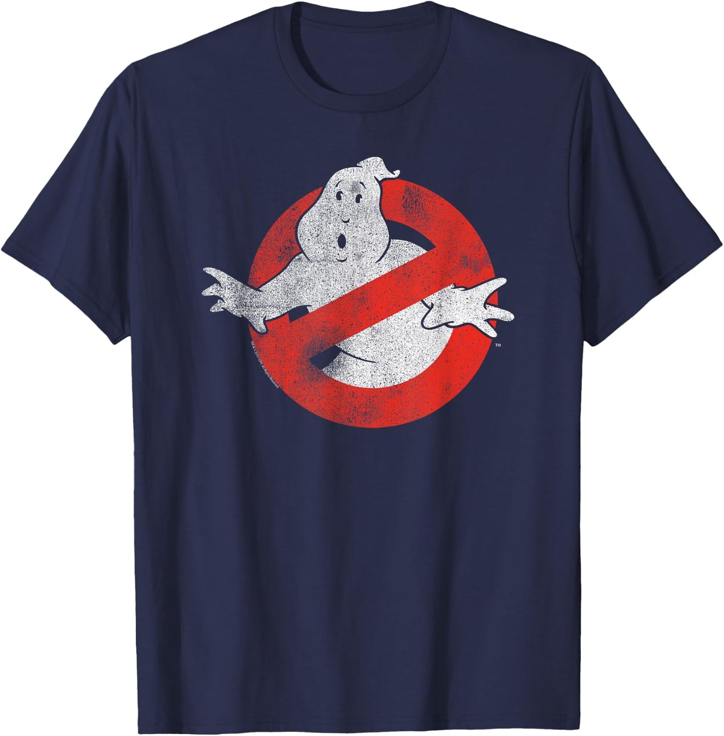 Ghostbusters Distressed No Ghost Logo Retro Movie T-Shirt - T-Shirt | Navy