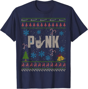 Punk Rock Christmas Ugly Shirt Punk Shirt T-Shirt - T-Shirt | Navy