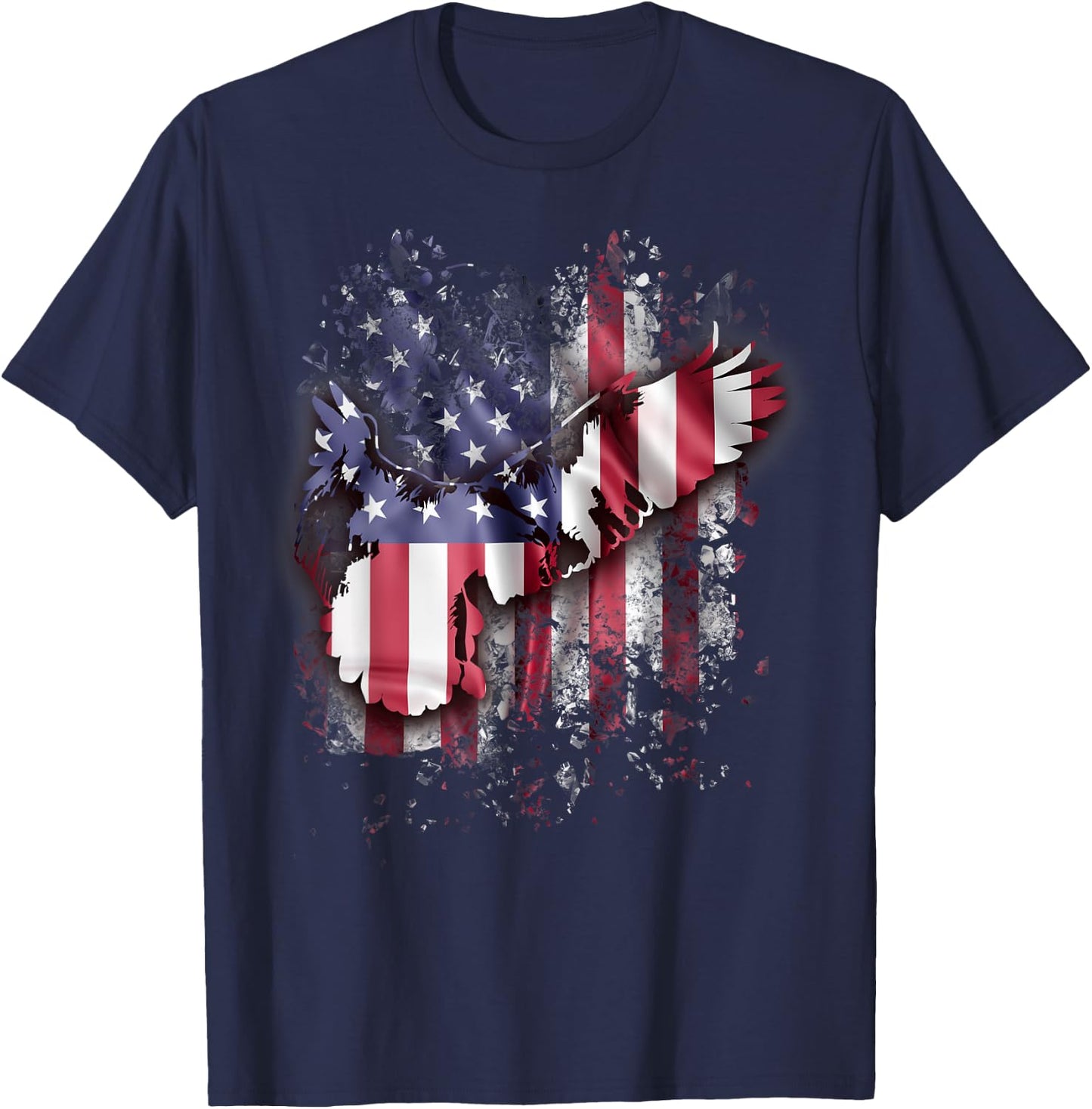 Eagle And American Flag Gorgeous Vintage 4th July T-Shirt - T-Shirt | Navy