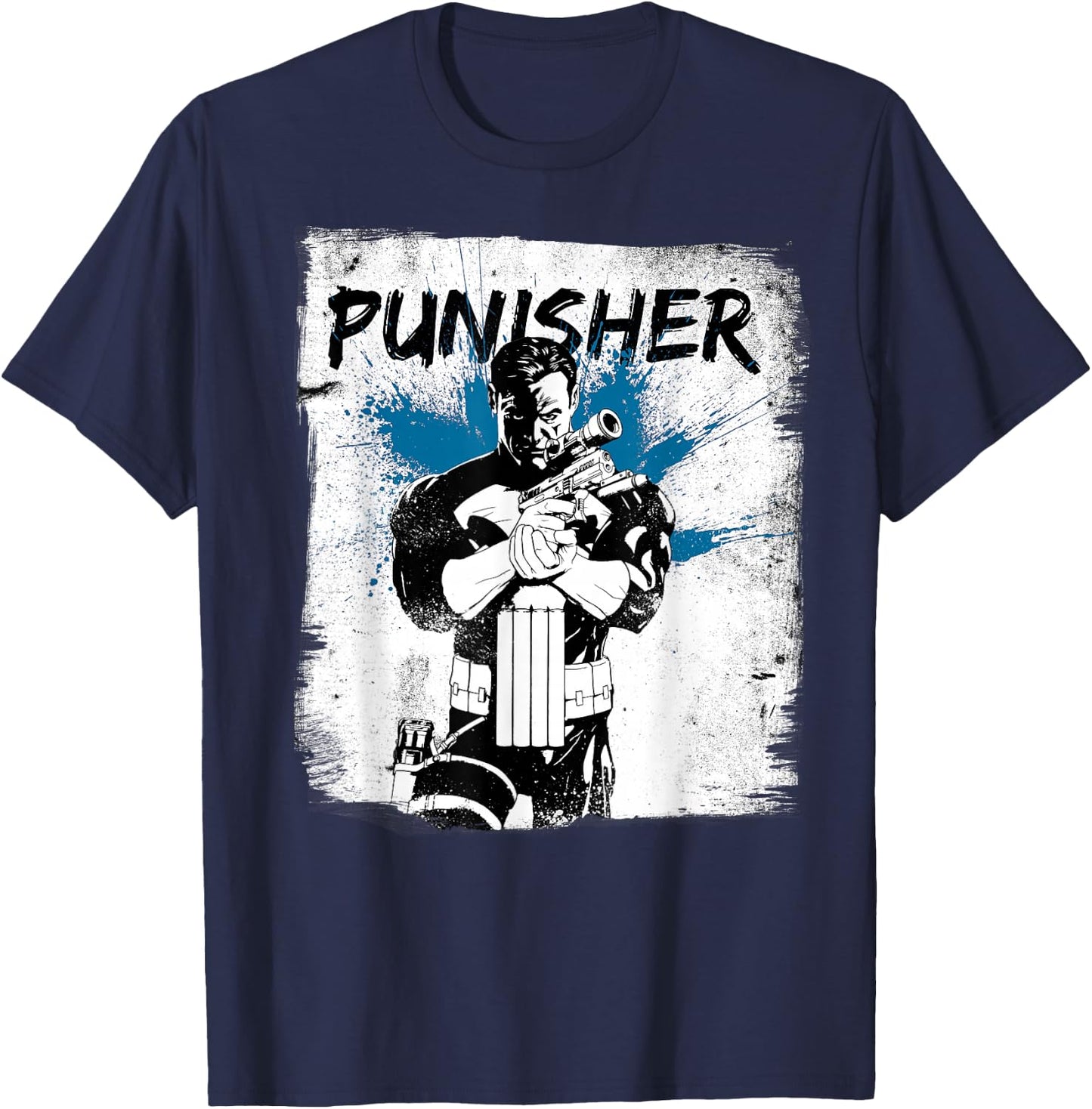 Marvel The Punisher Chalked Out Paint Splat Graphic T-Shirt - T-Shirt | Navy
