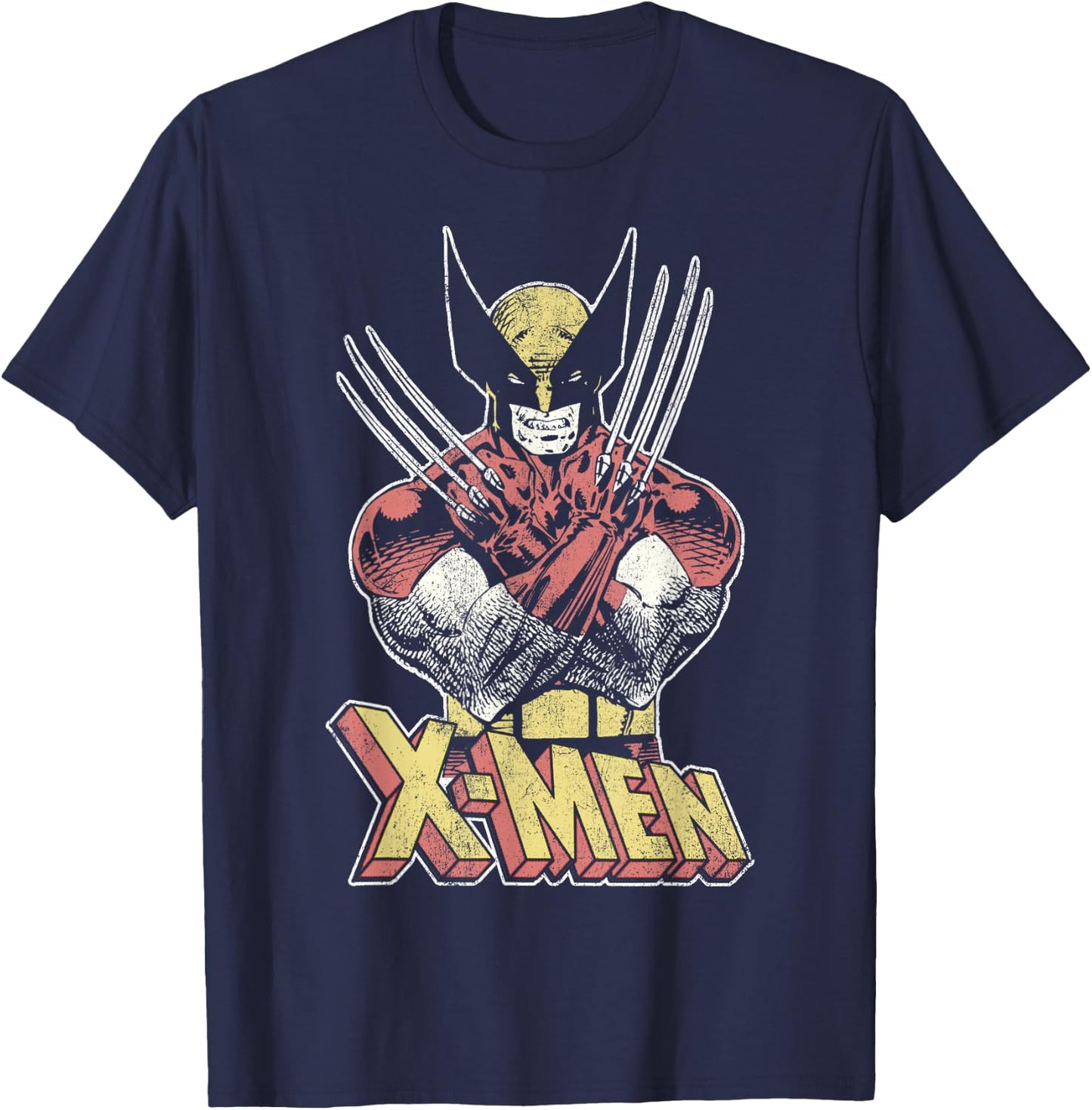 Marvel X-Men Wolverine Classic Comic Vintage Graphic T-Shirt - T-Shirt | Navy