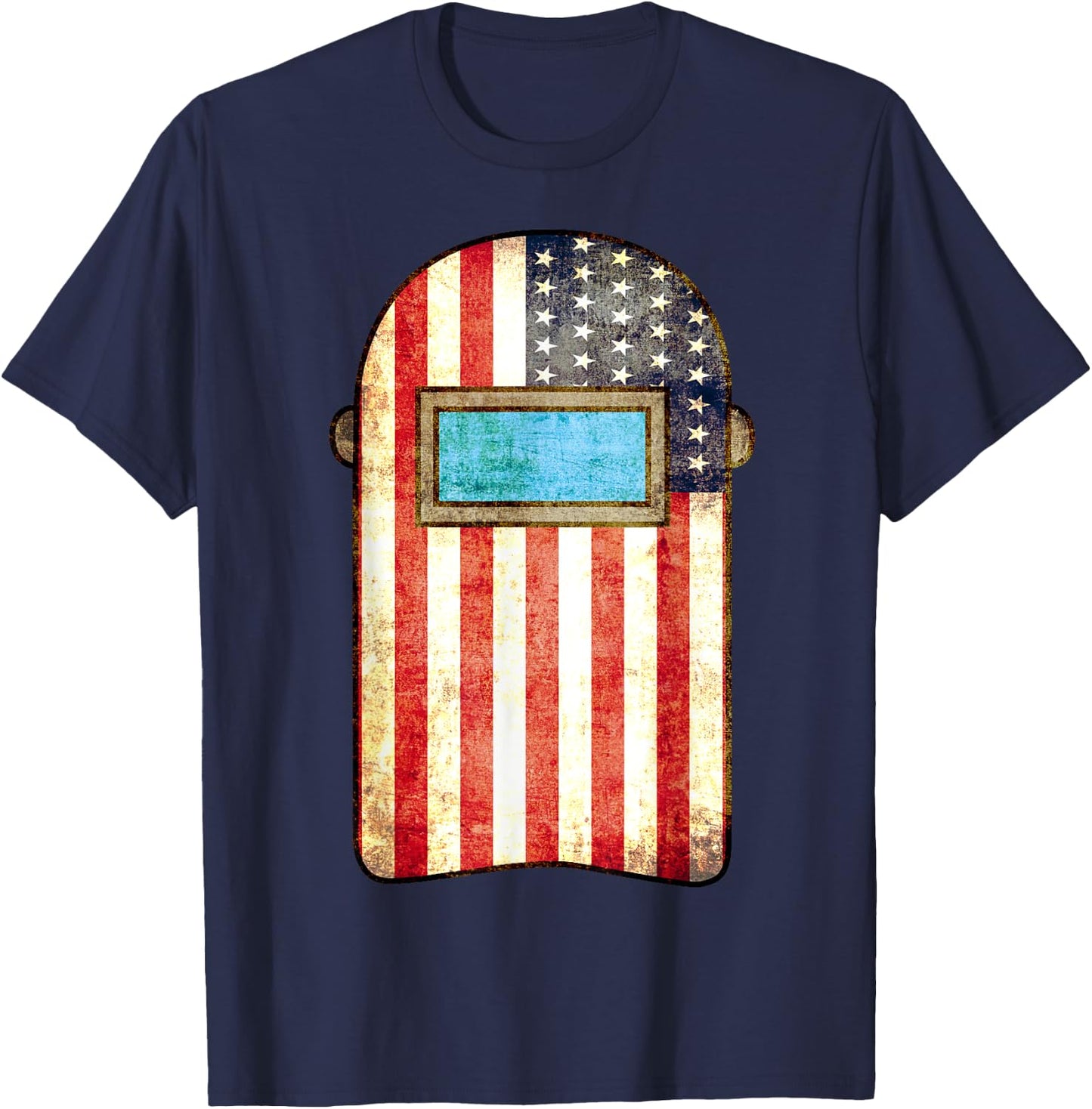 Vintage Welding USA Flag Funny US Welder 4th of July Outfit T-Shirt - T-Shirt | Navy