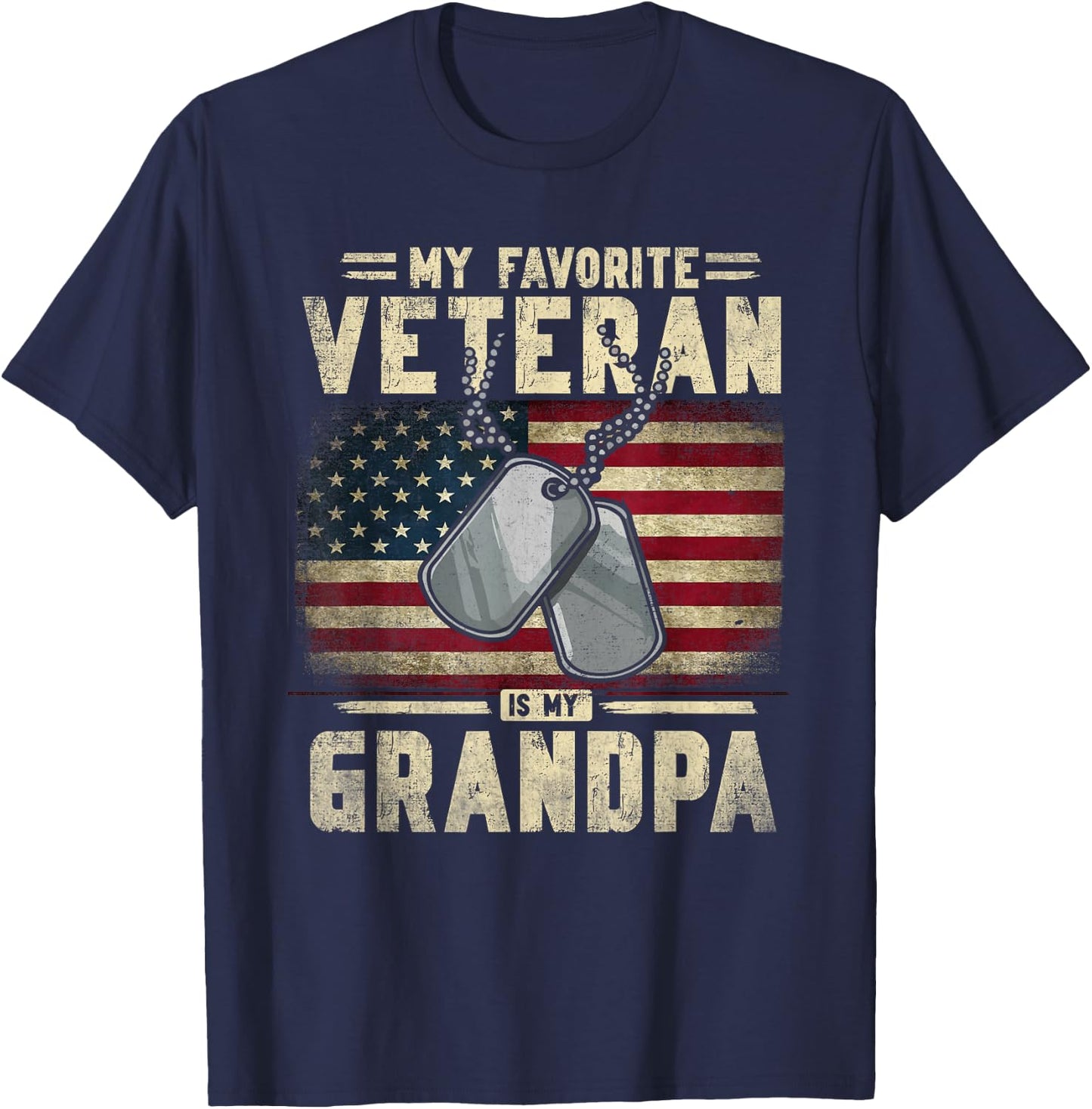 Father's Day Veteran Day My Favorite Veteran is My Grandpa T-Shirt - T-Shirt | Navy