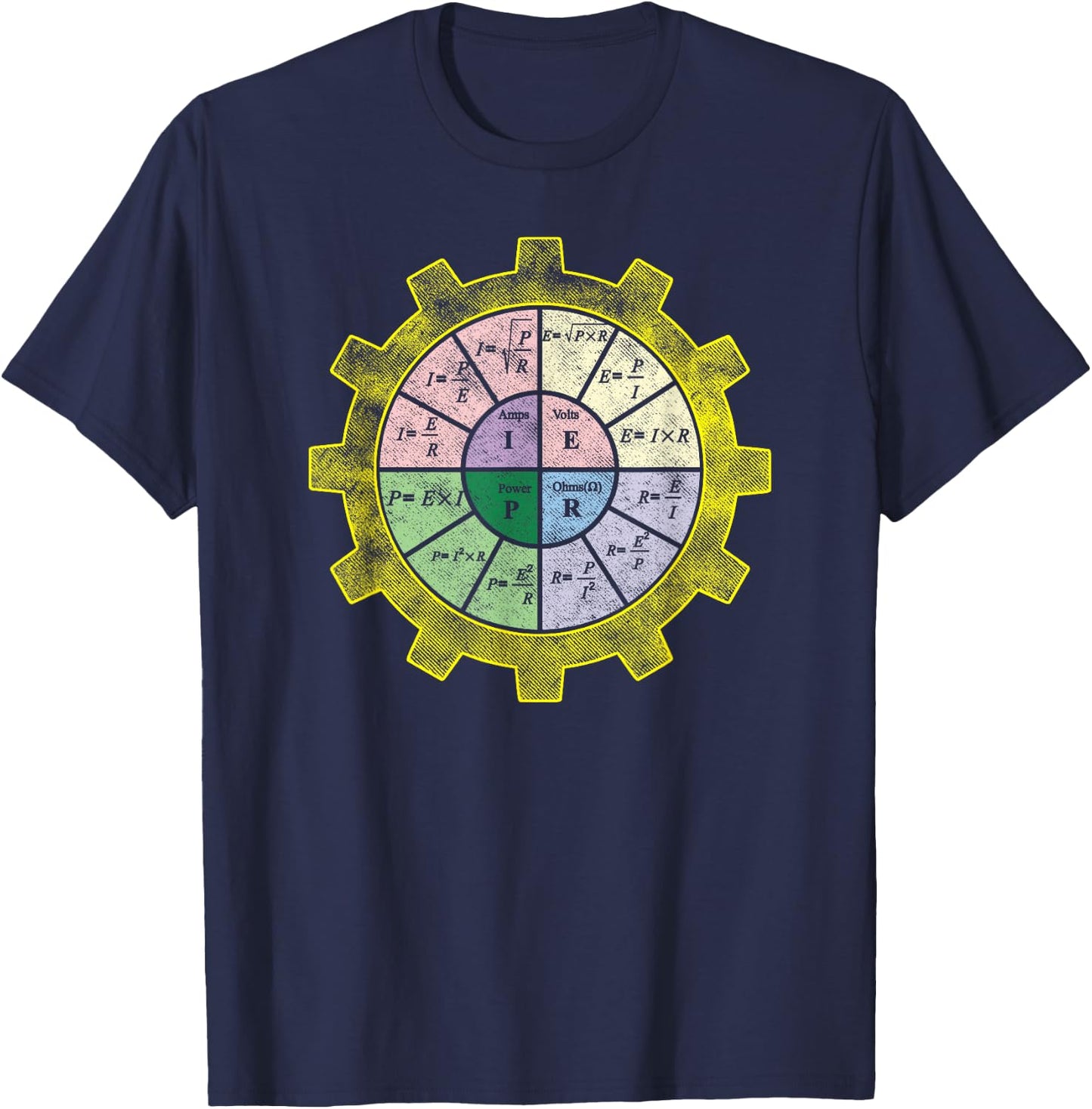 Ohms Law Shirt-Ohms Law Diagram-Electrical Engineer T Shirt T-Shirt - T-Shirt | Navy