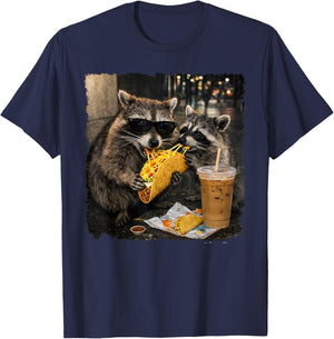Funny Raccoon Eating Tacos Women Kids Cinco De Mayo T-Shirt - T-Shirt | Navy
