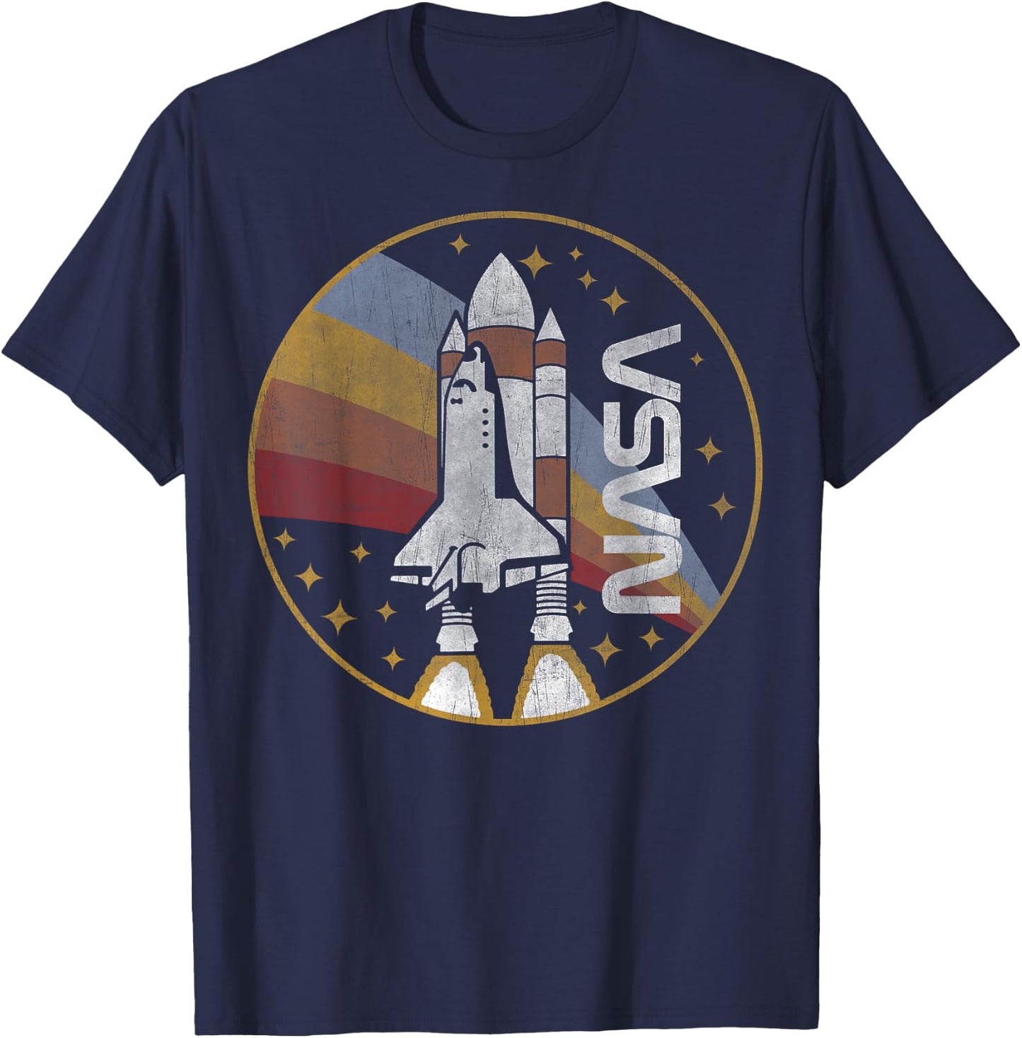 NASA Vintage Space Shuttle Launch Rainbow Logo T-Shirt - T-Shirt | Navy