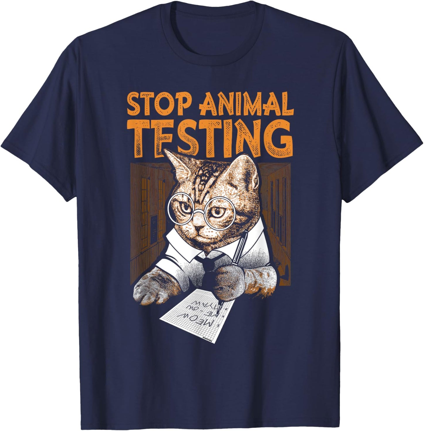 Stop Animal Testing Kitten Shirt T-Shirt - T-Shirt | Navy