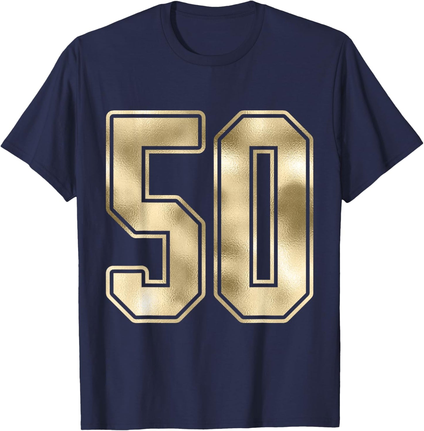 #50 Outline Number 50 Sports Fan Jersey Style T-Shirt - T-Shirt | Navy