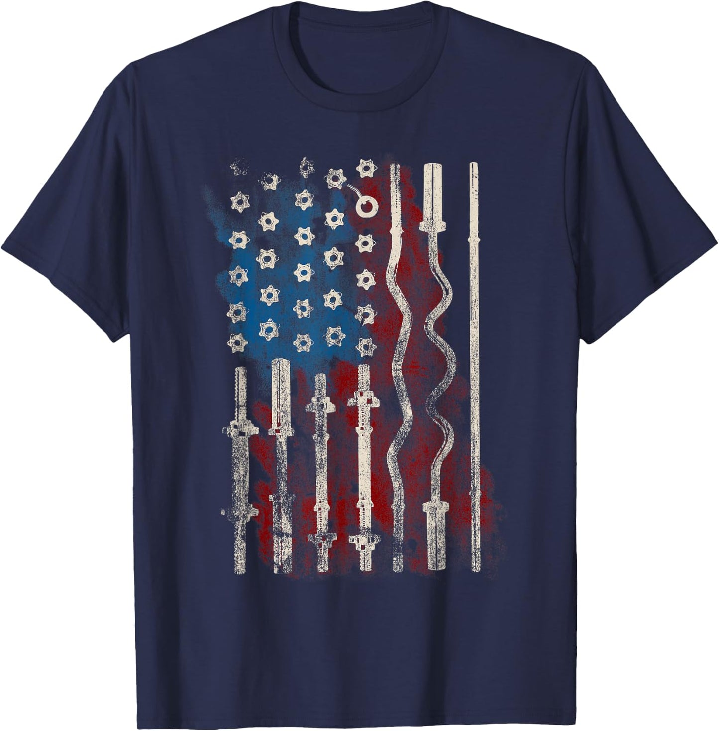 Patriotic American Flag Gym T Shirt for Weight Lifters T-Shirt - T-Shirt | Navy