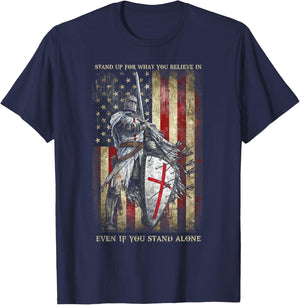 Stand Up for What You Believe in Knights Templar Flag US T-Shirt - T-Shirt | Navy