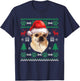 Chihuahua Santa Hat Christmas Ugly Sweater Pajama T-Shirt - T-Shirt | Navy