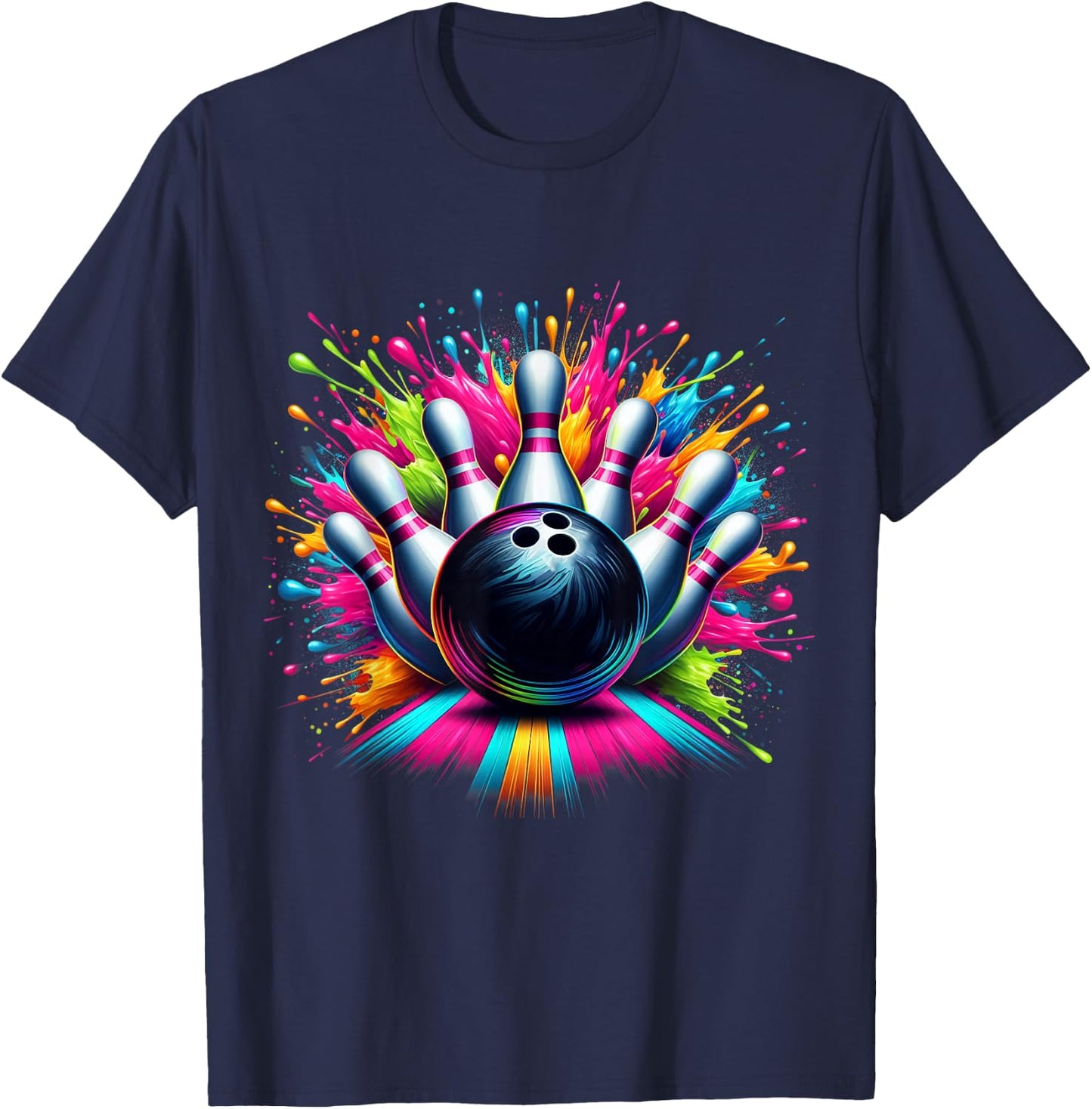 Colorful Bowling Game Day Bowling Cute Vibrant Color T-Shirt - T-Shirt | Navy