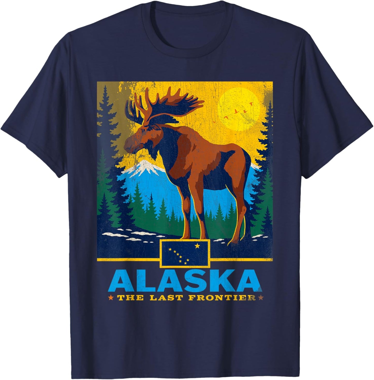Alaska The Last Frontier Moose Wildlife Travel Souvenir Gift T-Shirt - T-Shirt | Navy