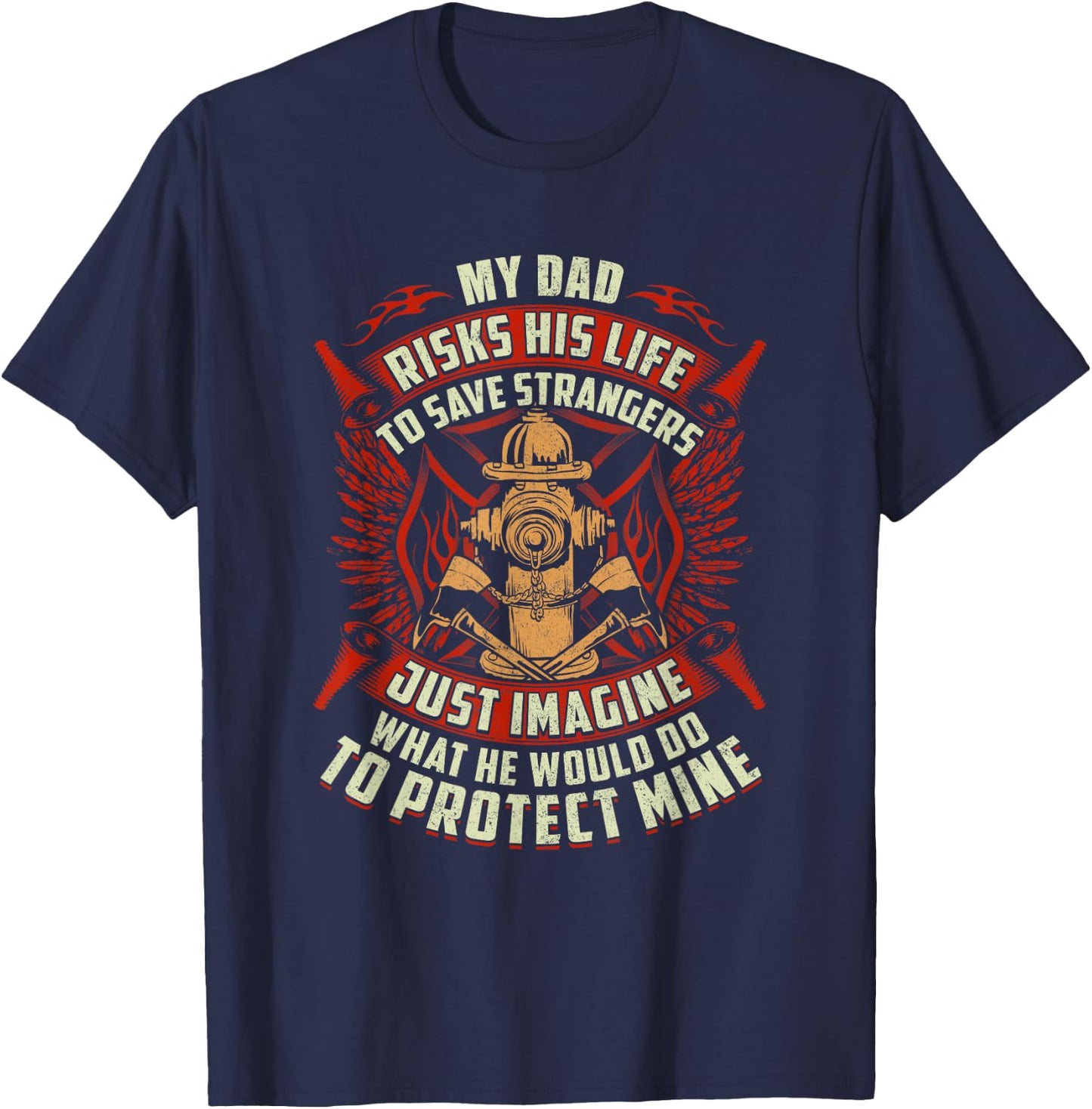 Fire Fighter Men Fireman Redline Gifts Shirts - Women's Firefighter Daughter - Black, Small T-Shirt - T-Shirt | Navy