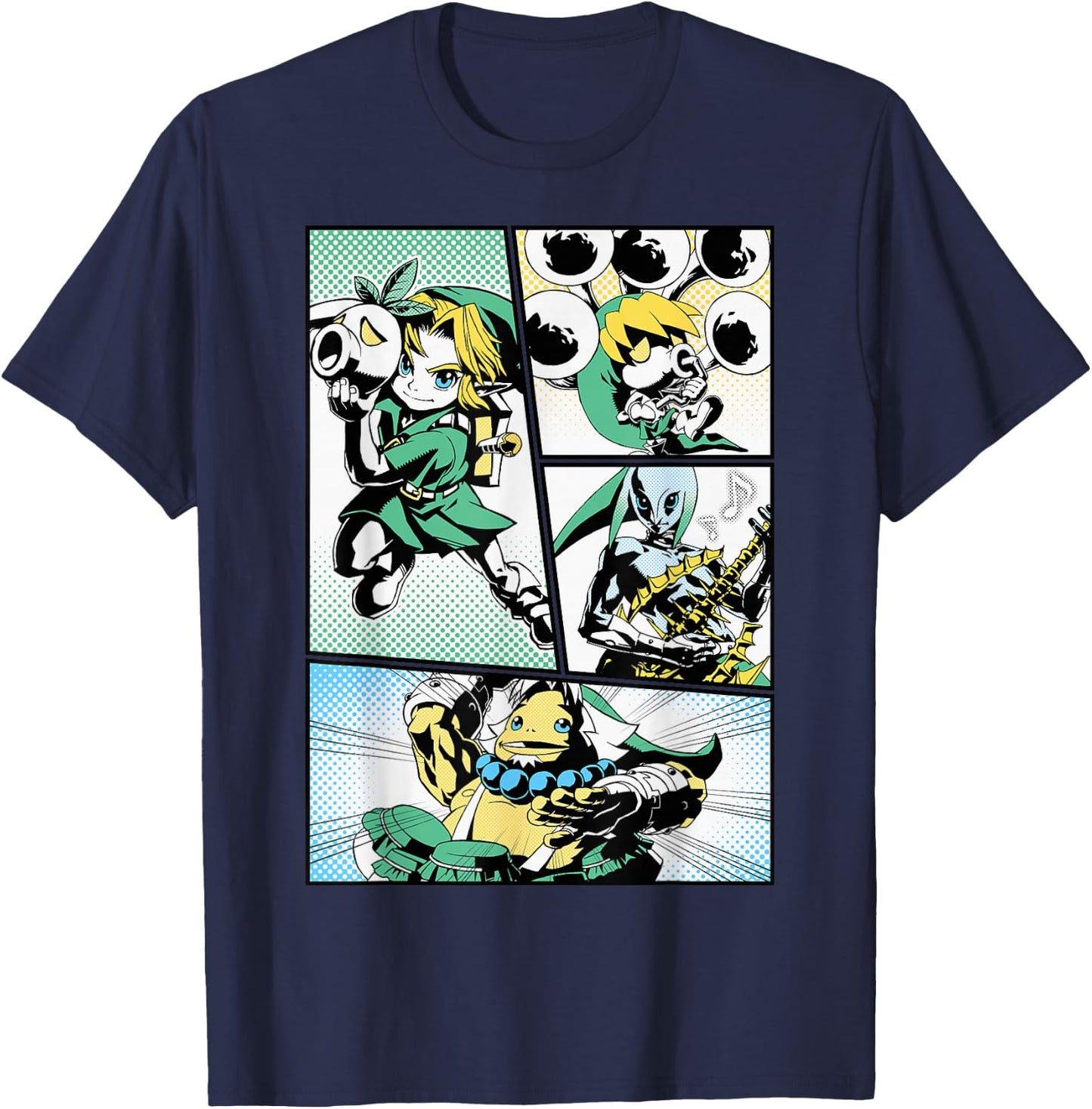 Nintendo Zelda Link Manga Comic Panels Graphic T-Shirt - T-Shirt | Navy