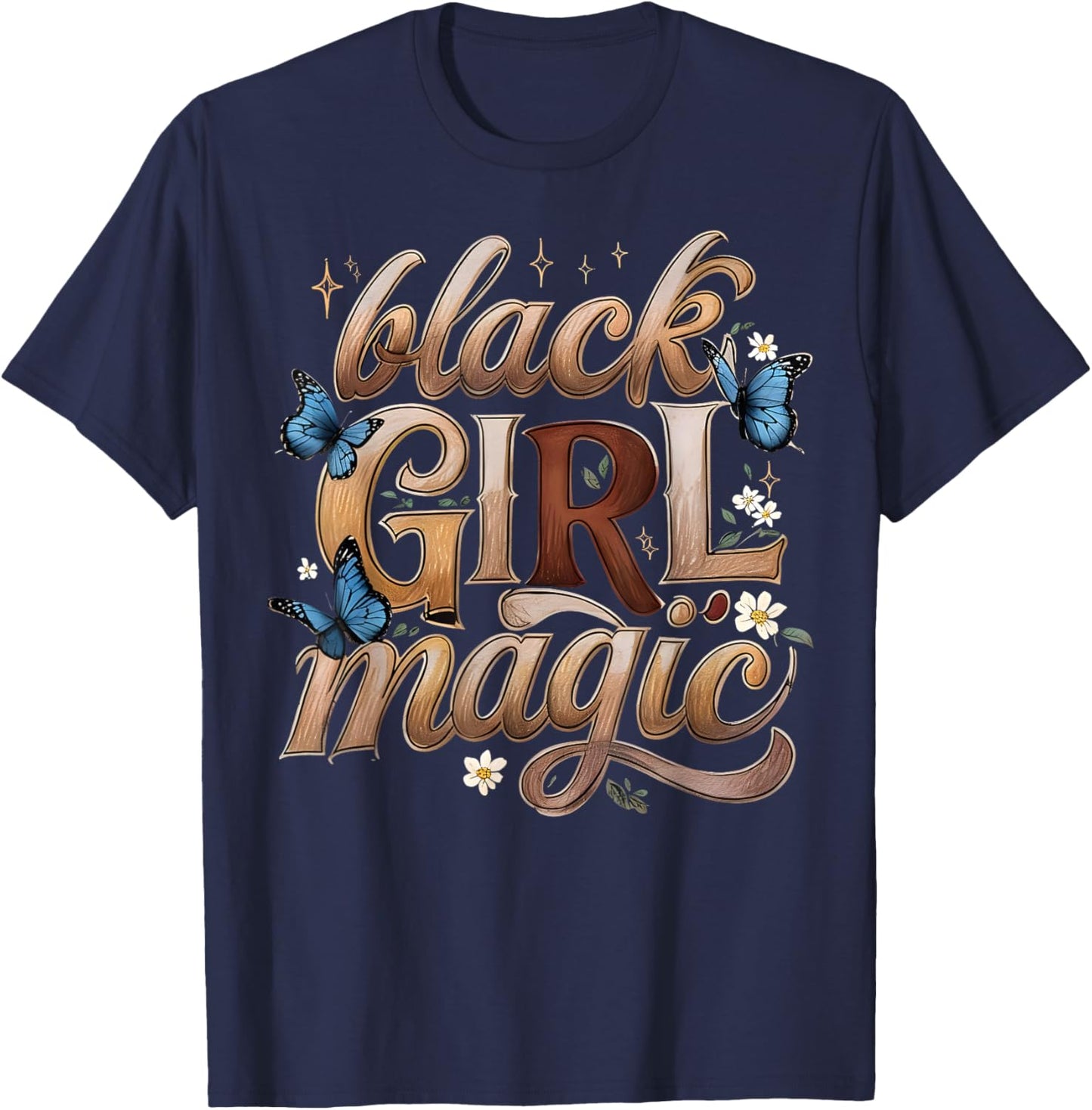 Black History Month Gift Ideas Apparel Co. H.UNiCR Black Girl Magic Melanin Black Women T-Shirt - T-Shirt | Navy