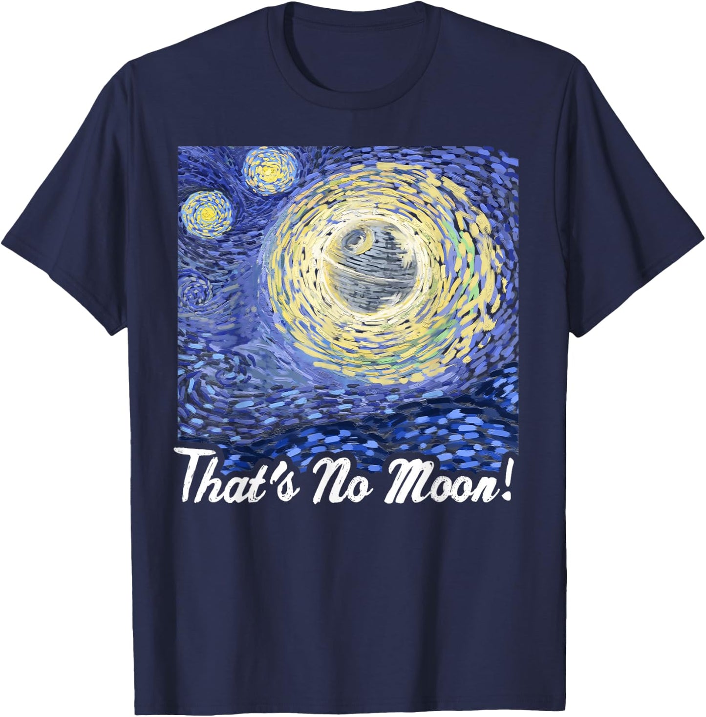 Star Wars Death Starry Night That's No Moon! Graphic T-Shirt - T-Shirt | Navy