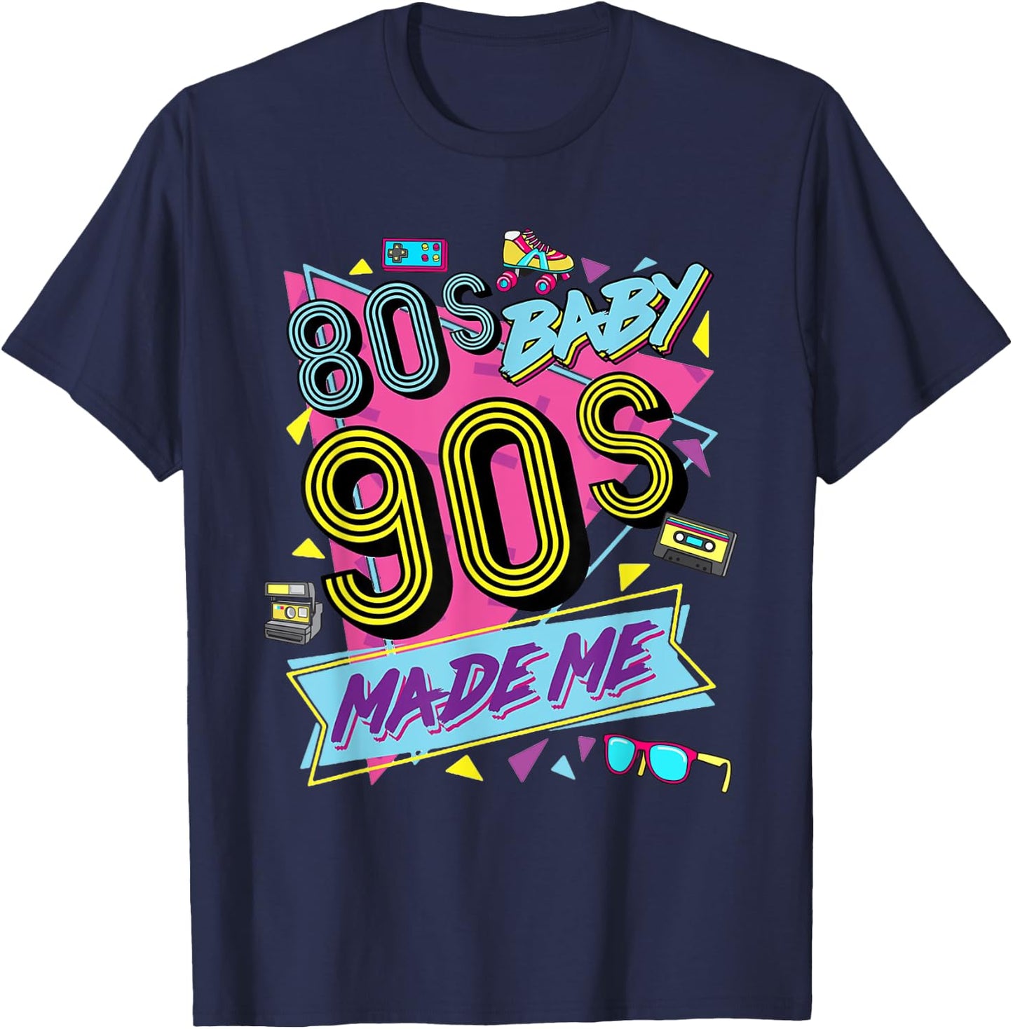 Vintage 1980s 80's Baby 1990s 90's Made Me Retro Nostalgia T-Shirt - T-Shirt | Navy