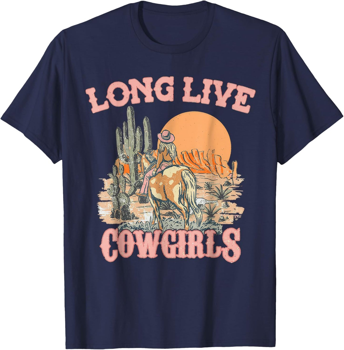 Long Live Howdy Rodeo Western Country Southern Cowgirls - Black - Women, Girls - Short Sleeve - - Size Small T-Shirt - T-Shirt | Navy