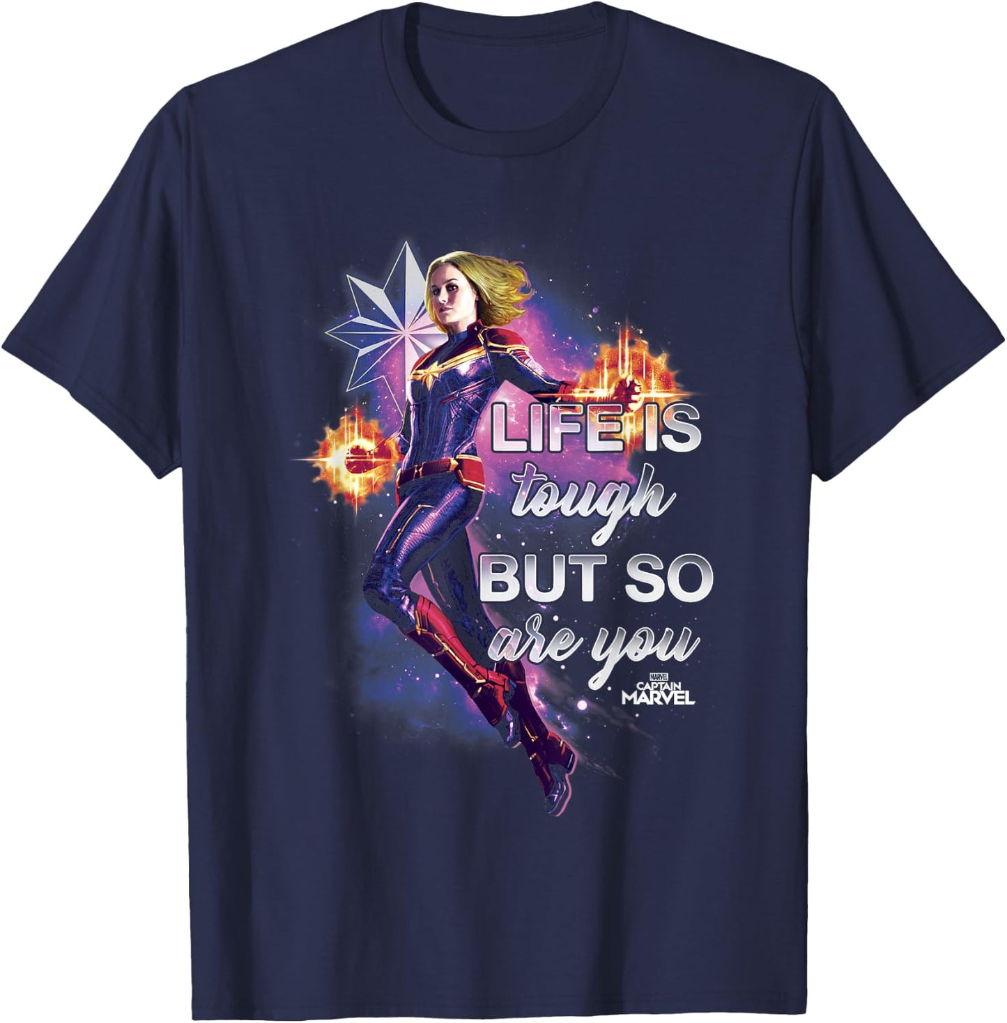 Captain Marvel Inspirational Quote Flight Graphic T-Shirt - T-Shirt | Navy
