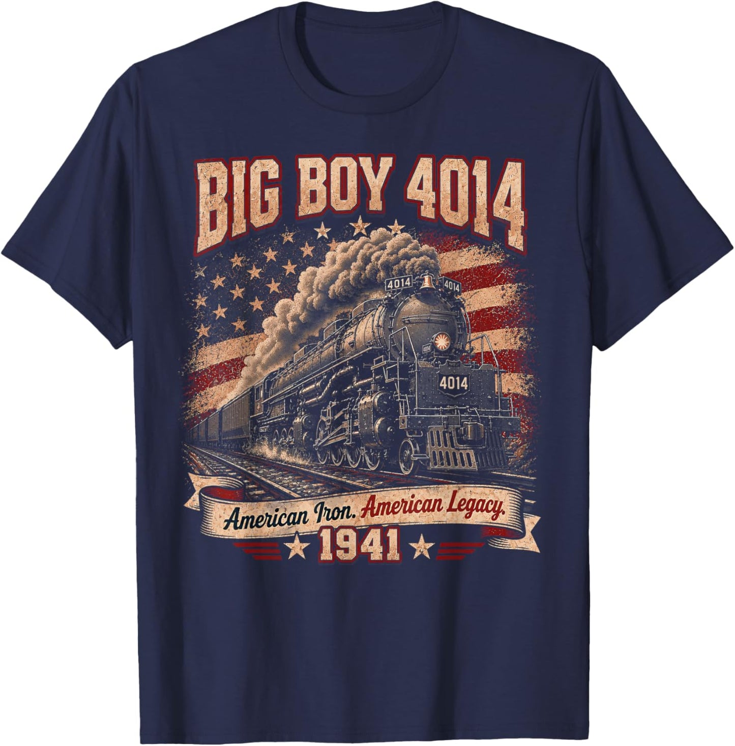 Big Boy 4014 Vintage Steam Locomotive Railroad Train Engine T-Shirt - T-Shirt | Navy