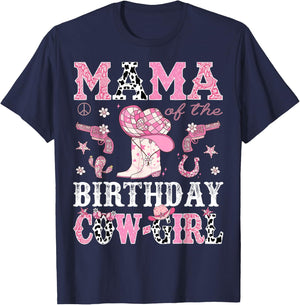 Mama Of The Birthday CowGirl Pink Disco Rodeo Western T-Shirt - T-Shirt | Navy
