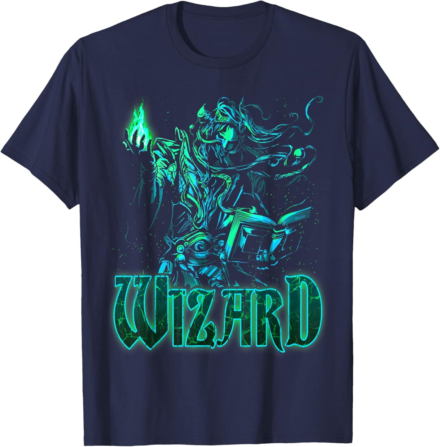 Elven Wizard Fantasy Roleplaying Tabletop RPG Gamers Graphic T-Shirt - T-Shirt | Navy