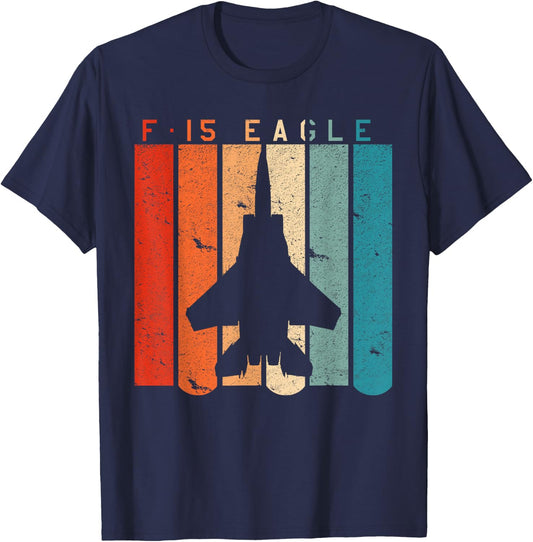 F-15 Eagle Jet Fighter Retro Vintage Style Airplane T-Shirt - T-Shirt | Navy