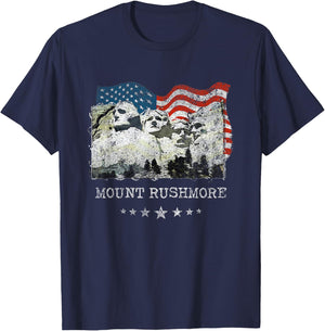 Mount Rushmore Flag Souvenirs Gift T-Shirt - T-Shirt | Navy