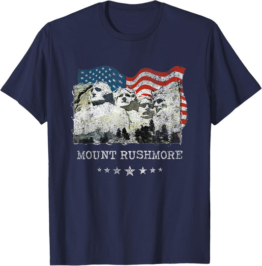 Mount Rushmore Flag Souvenirs Gift T-Shirt - T-Shirt | Navy