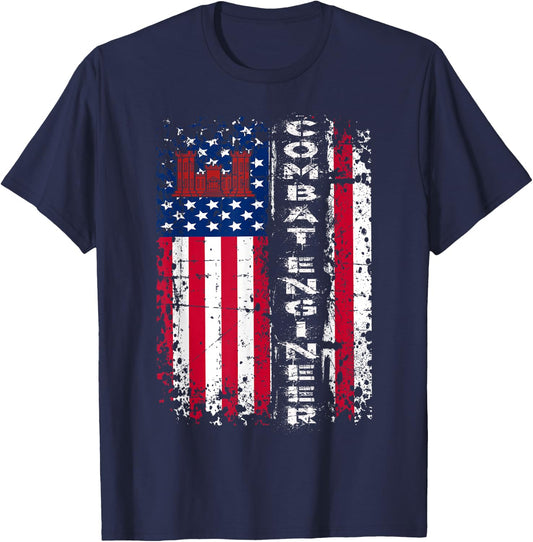 Combat Engineer Distressed American Flag - U.S. Military T-Shirt - T-Shirt | Navy