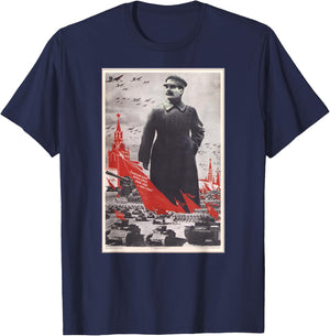 Propaganda Apparel Joseph Stalin Vintage USSR Retro Soviet Poster T-Shirt - T-Shirt | Navy