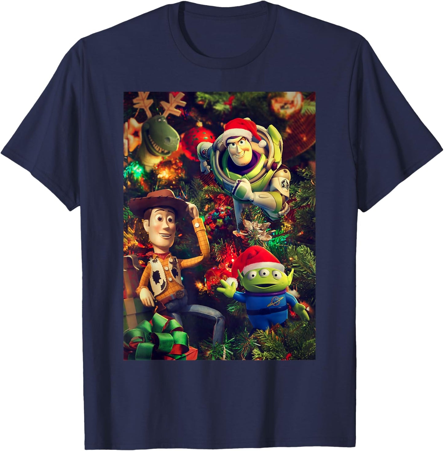 Disney Pixar Toy Story Christmas Tree Ornaments Group Shot T-Shirt - T-Shirt | Navy