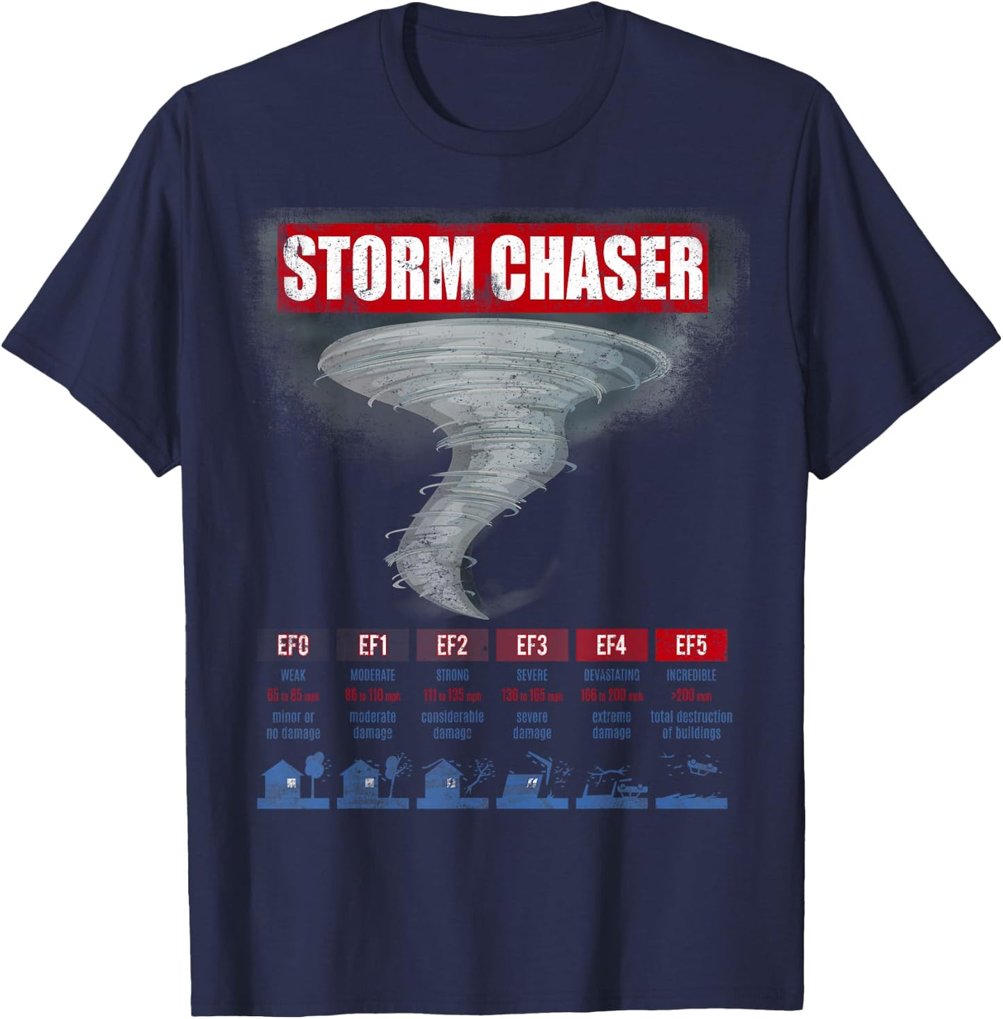 Storm Chaser Hurricane Chasing Bad Weather T-Shirt - T-Shirt | Navy
