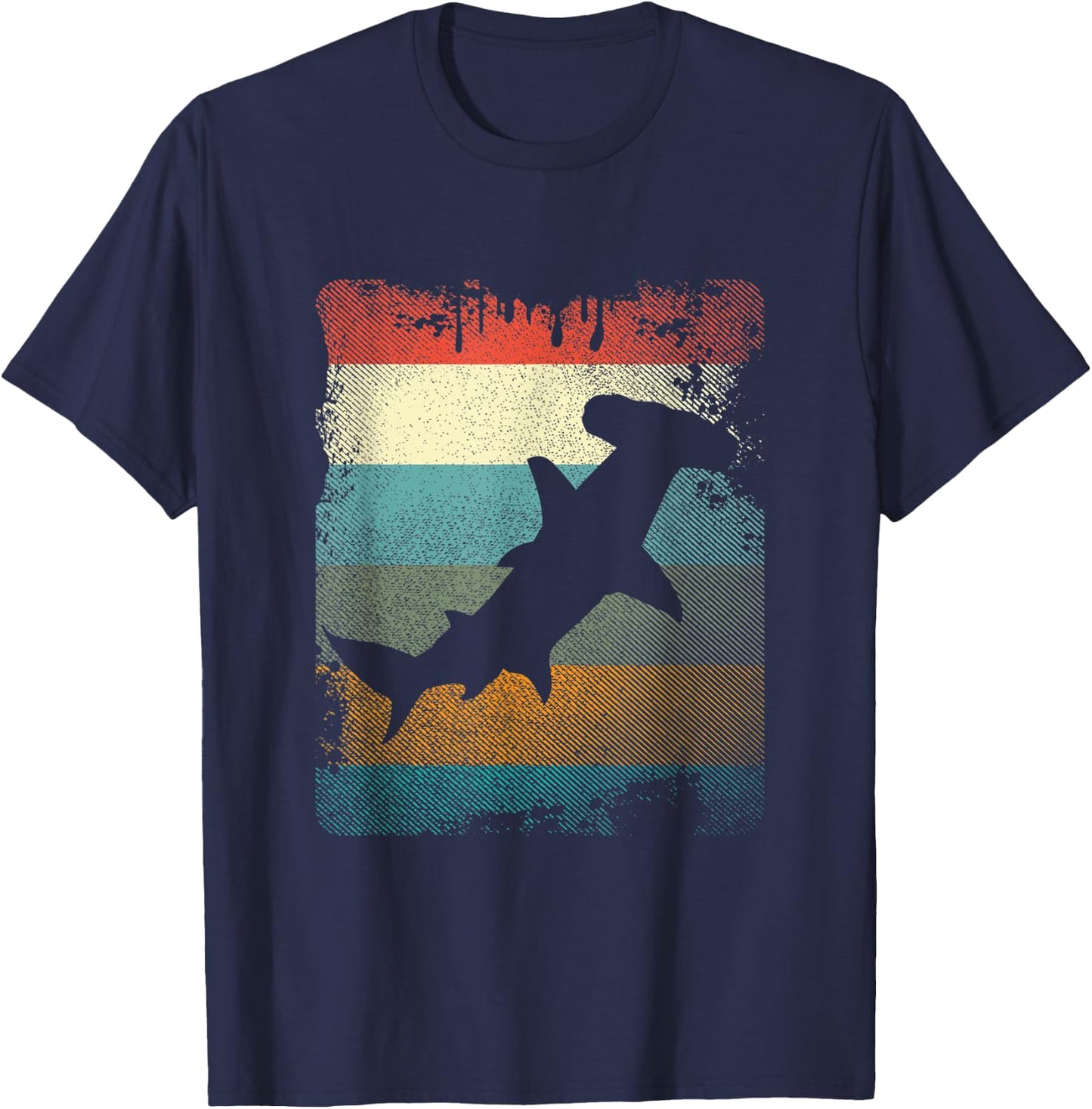 Vintage Hammer Head Shark Retro Shark Lover Gift T-Shirt - T-Shirt | Navy