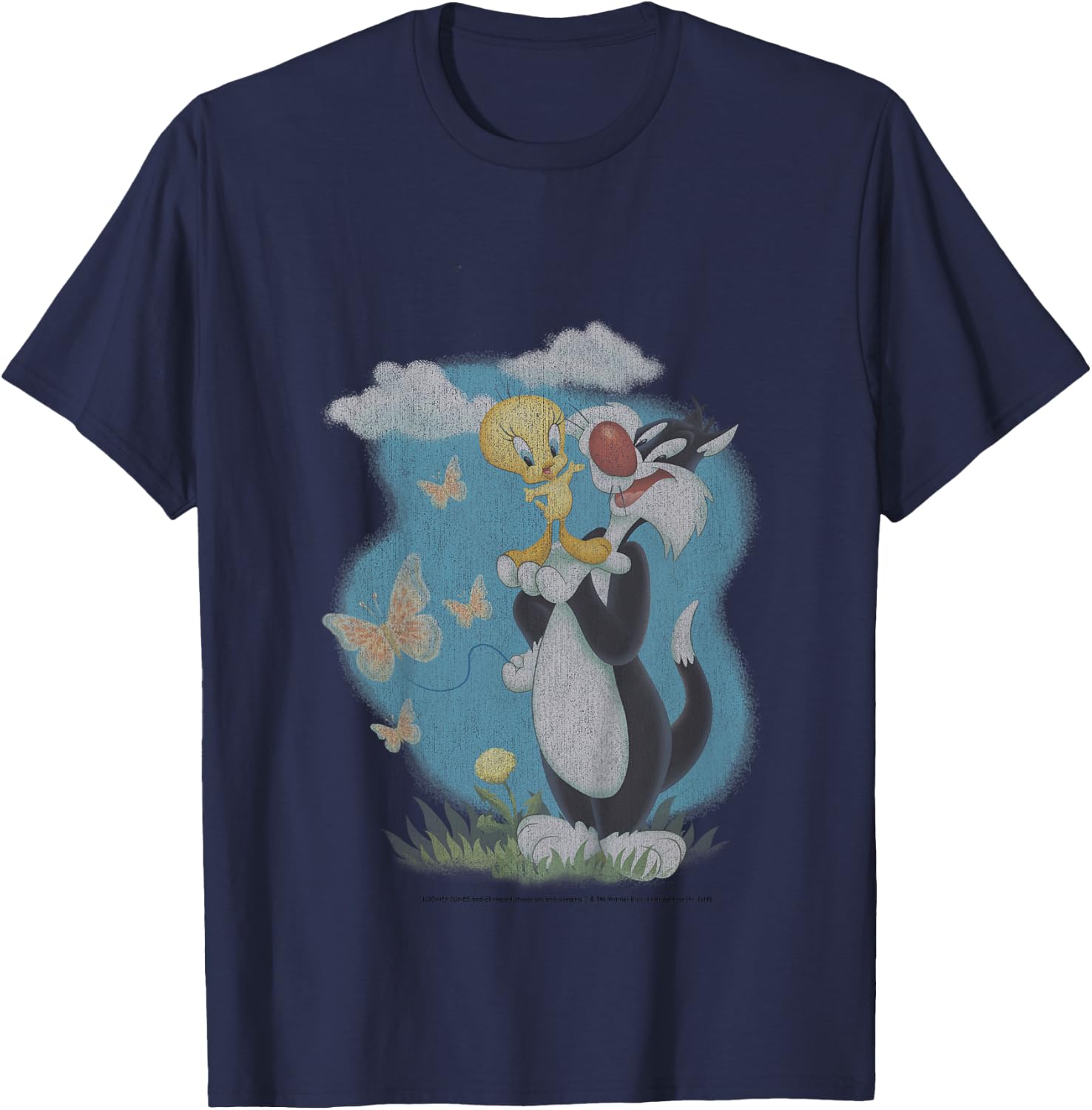 Kids Looney Tunes Sylvester And Tweety Bird Butterfly Portrait T-Shirt - T-Shirt | Navy