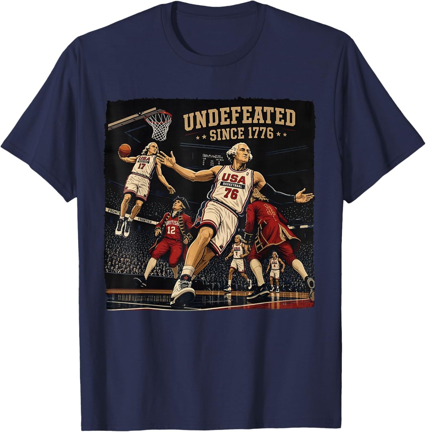 4th of July Basketball Undefeated Since 1776 250 Years T-Shirt - T-Shirt | Navy