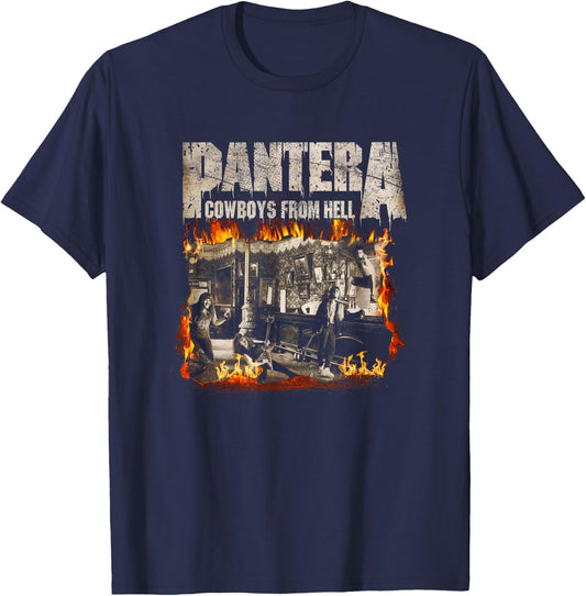 Pantera Official Cowboys From Hell Cover Fire T-Shirt - T-Shirt | Navy