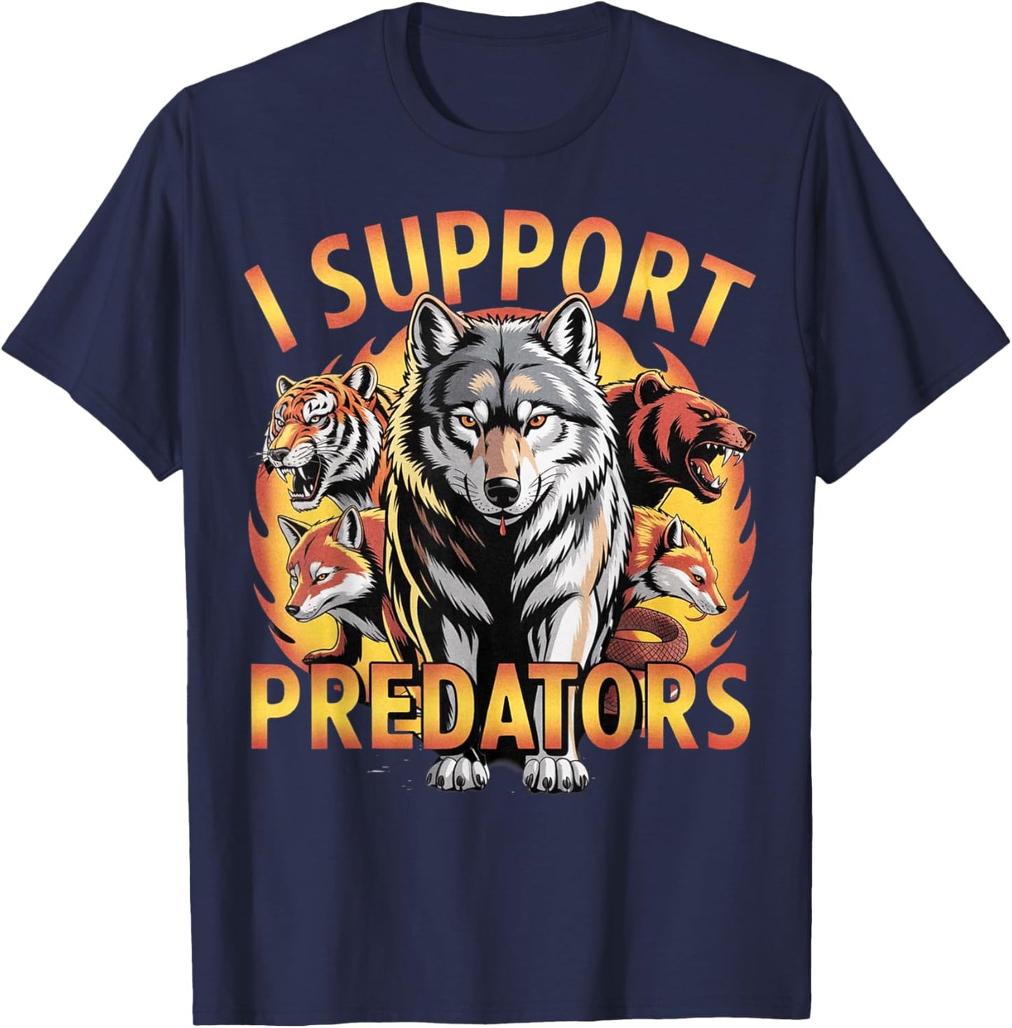 I Support Predator Wofl Funny Meme Cute T-Shirt - T-Shirt | Navy