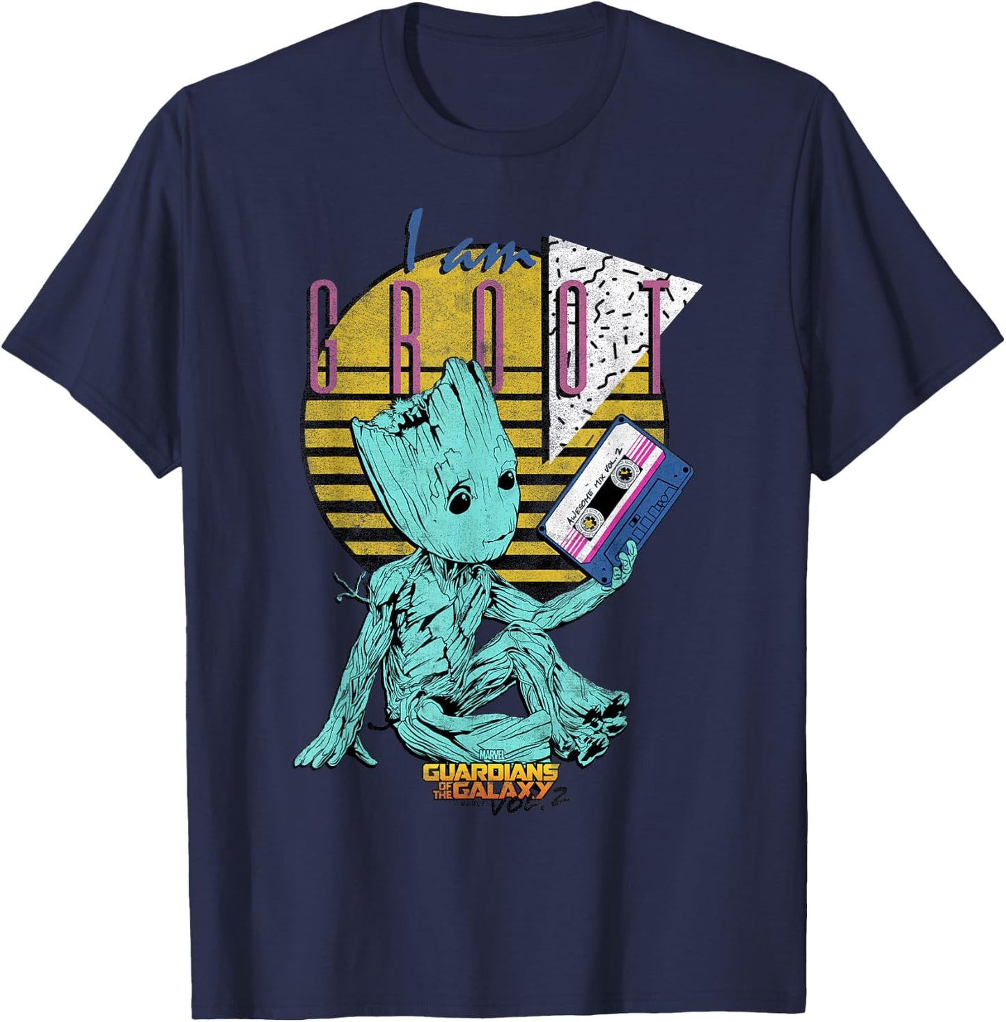 Marvel GOTG Vol. 2 Groot I Am Groot Cassette 90's Portrait T-Shirt - T-Shirt | Navy
