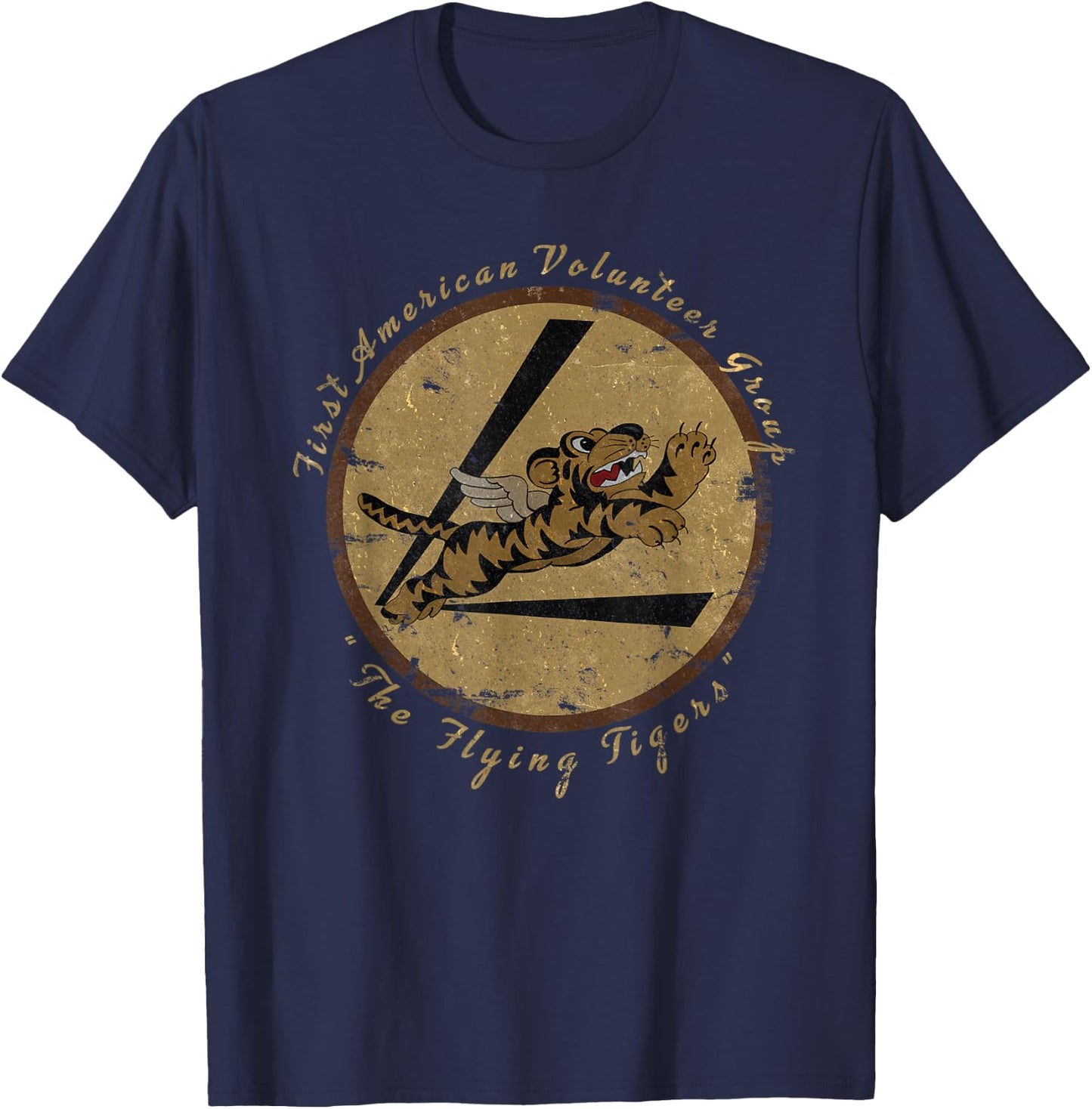 "Flying Tigers Squadron" WWII Vintage Insignia T-Shirt - T-Shirt | Navy
