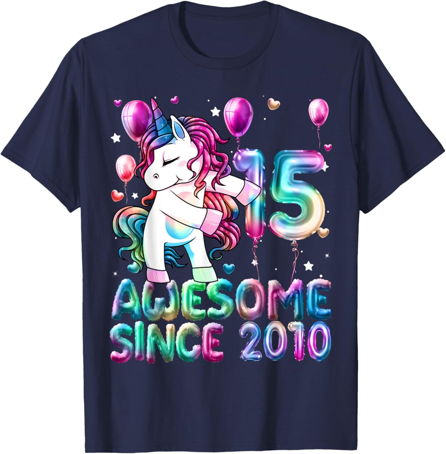 Flossing Unicorn 15 Year Old 15th Birthday Girl Unicorn T-Shirt - T-Shirt | Navy